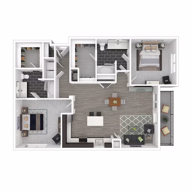 2 Bedroom/Two Bath (Split Floor Plan) 1412 floor plan